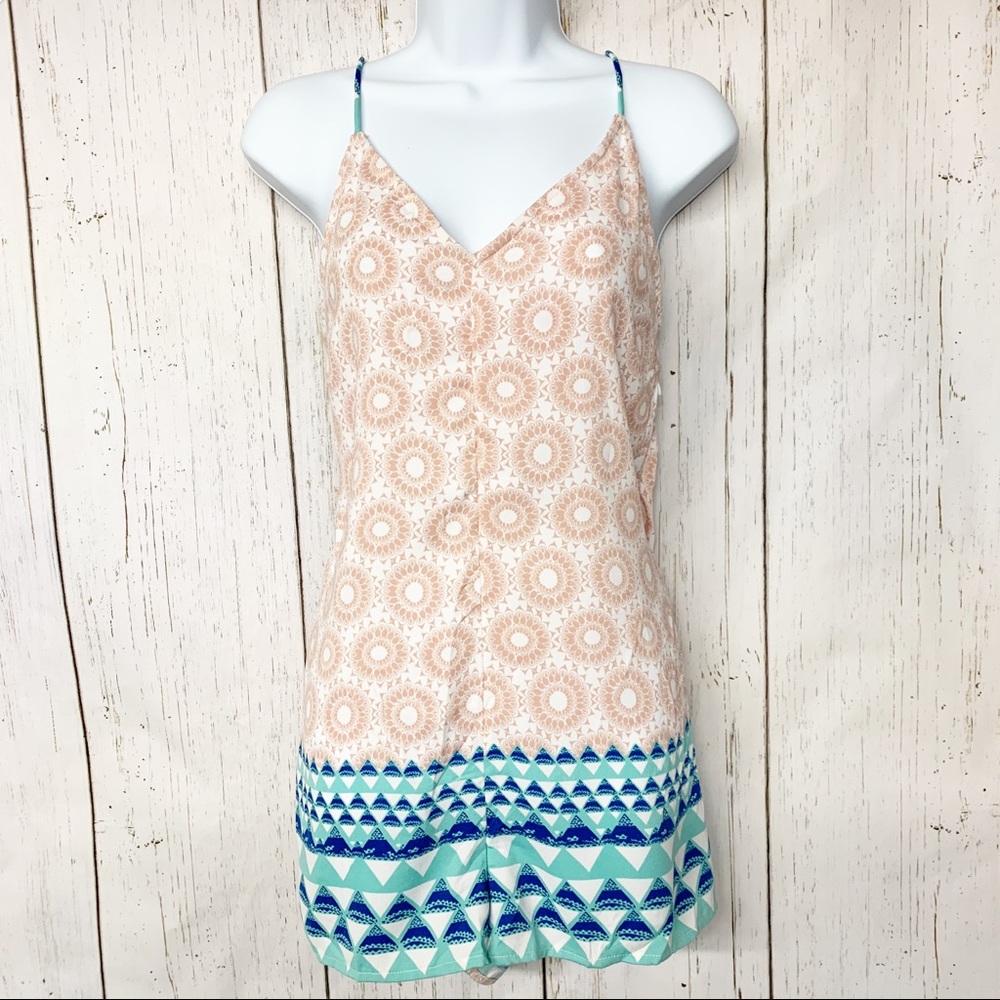 Free People Sophia mandala print shorts romper M